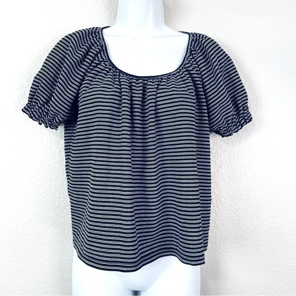 Madewell Texture and Thread Striped Peasant Top Size S